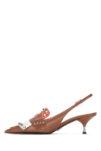 Shop Prada Buckle Embellished Slingback Pumps In Multi