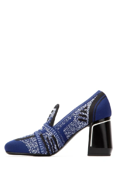 Shop Prada Block Heel Loafer Pumps In Blue