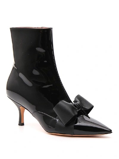 Shop Rochas Pointed Toe Bow Detail Ankle Boots In Black