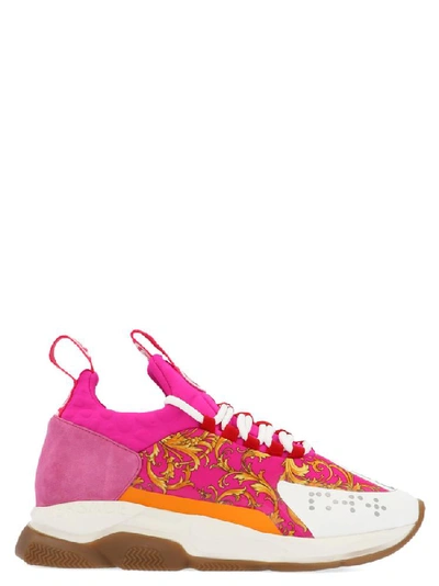 Shop Versace Panelled Baroque Print Sneakers In Multi