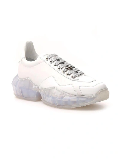 Shop Jimmy Choo Diamond Chunky Sole Sneakers In White