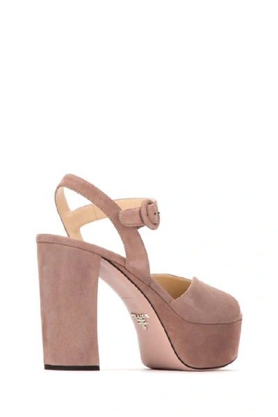 Shop Prada Platform Sandals In Beige