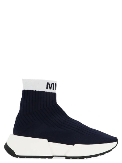 Shop Mm6 Maison Margiela Logo Band Sock Sneakers In Blue