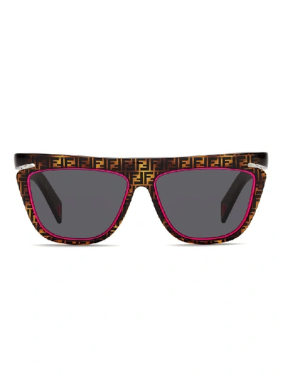 Shop Fendi Eyewear Ff Monogram Square Frame Sunglasses In Brown