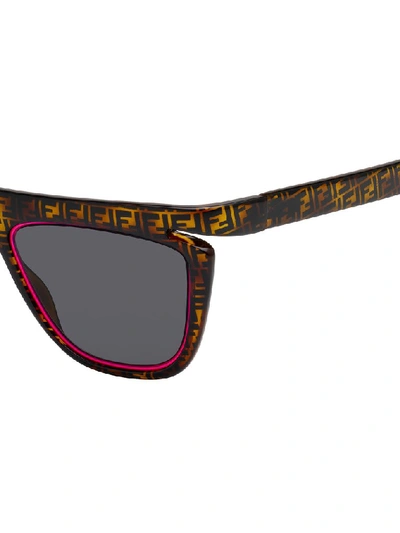 Shop Fendi Eyewear Ff Monogram Square Frame Sunglasses In Brown