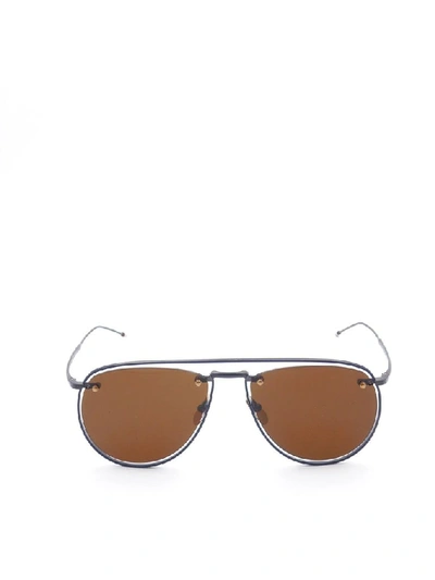 Shop Thom Browne Eyewear Aviator Style Sunglasses In Black