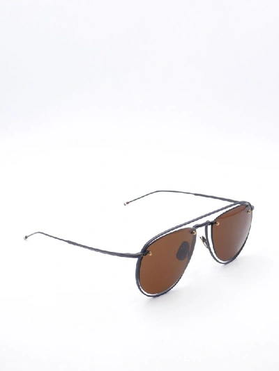 Shop Thom Browne Eyewear Aviator Style Sunglasses In Black