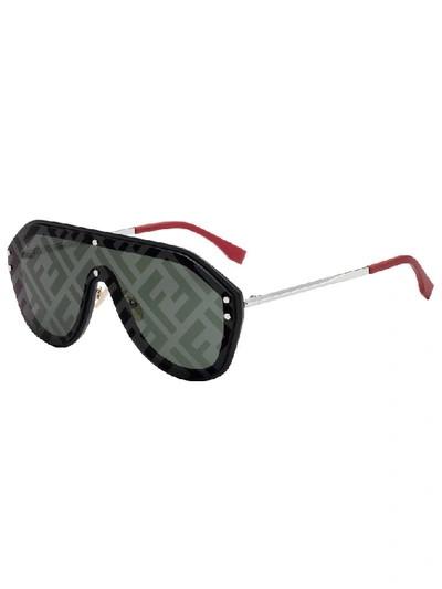 Shop Fendi Eyewear Ff Monogram Aviator Sunglasses In Black