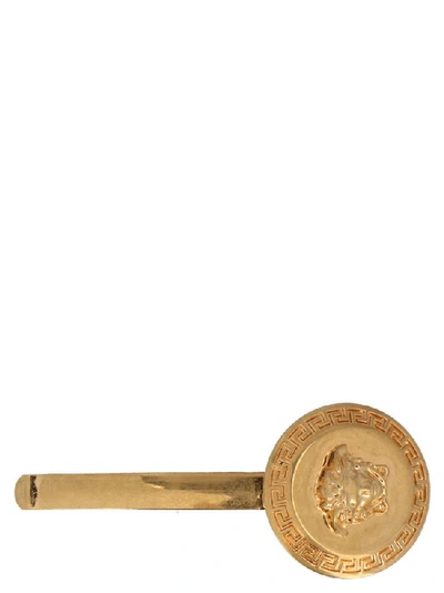 Shop Versace Medusa Hair Clip In Gold