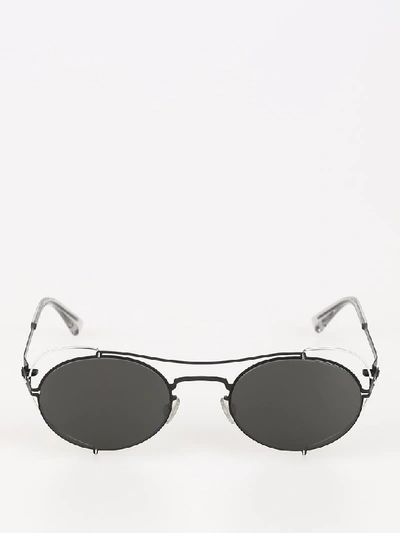 Shop Mykita X Maison Margiela Aviator Frame Sunglasses In Black