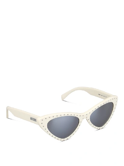 Shop Moschino Eyewear Cat Eye Sunglasses In White
