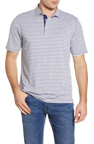 Shop Johnnie-o Smith Classic Fit Stripe Performance Polo In Twilight/ White