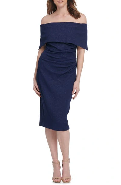 Shop Vince Camuto Popover Off The Shoulder Cocktail Dress In Navy