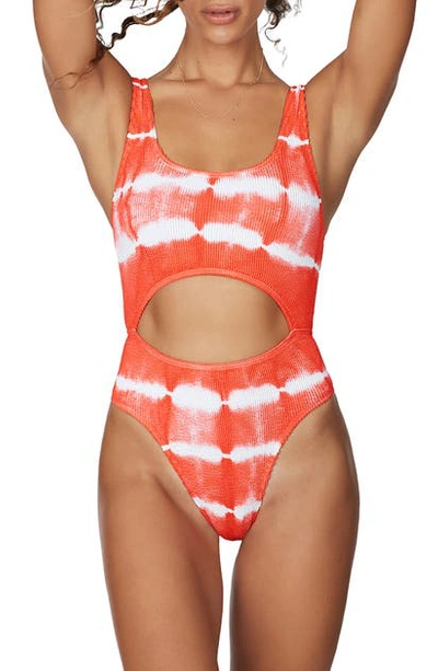 Shop Bound By Bond-eye The Mishy High Cut Ribbed One-piece Swimsuit In Creamsicle