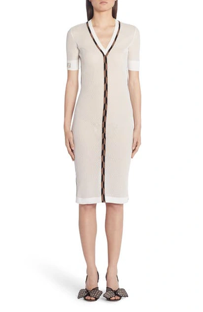 Shop Fendi Micro Mesh Sweater Dress In White