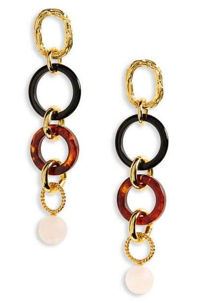 Shop Lizzie Fortunato Linked Drop Earrings In Multi/ Gold