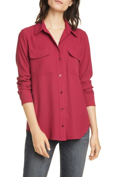 Shop Equipment Slim Signature Silk Shirt In Beet Red