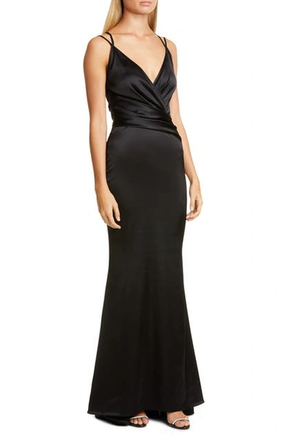 Shop Talbot Runhof Satin Trumpet Gown In Black