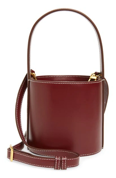 Shop Staud Mini Bissett Leather Bucket Bag In Bordeaux