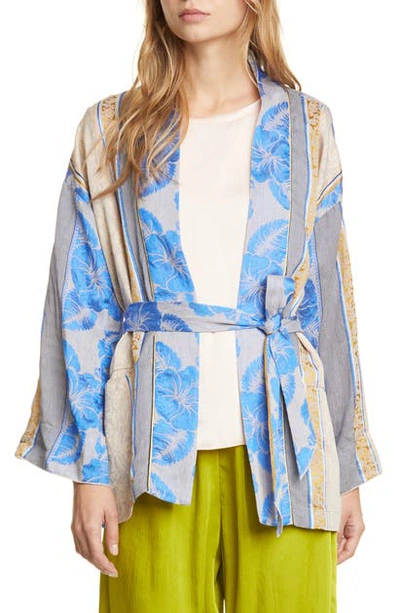 Shop Forte Forte Saint Barth Belted Jacquard Jacket In Noche