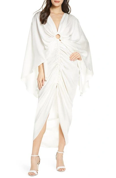 Shop Significant Other Hamilton Ruched Crinkle Satin Gown In Ivory