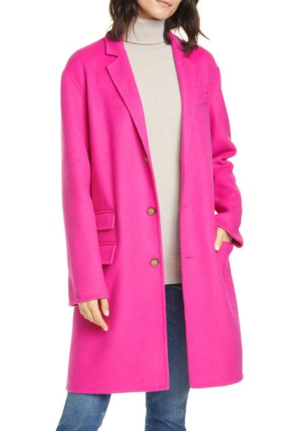 Shop Polo Ralph Lauren Perry Double Face Wool Blend Coat In Vivid Pink