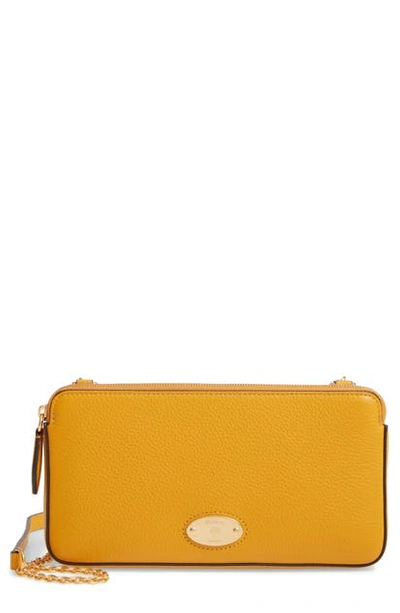 Shop Mulberry Plaque Leather Wallet On A Chain In Deep Amber