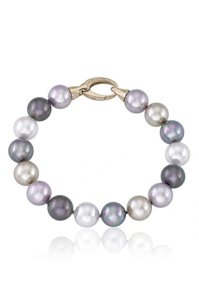 Shop Majorica 10mm Simulated Pearl Bracelet In Chmpgn-gry-wht-tahiti-nuage
