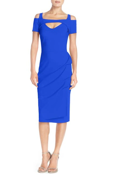 Shop Chiara Boni La Petite Robe 'jodylin' Cutout Jersey Midi Dress In Blue Klein