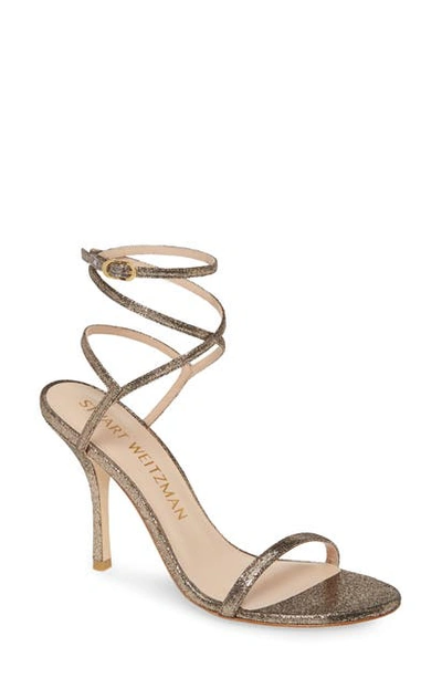 Shop Stuart Weitzman Merinda Sandal In Platino Lame