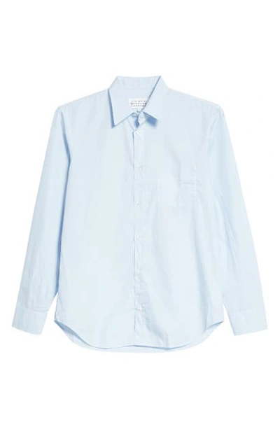Shop Maison Margiela Faux Pocket Button-up Shirt In Light Blue