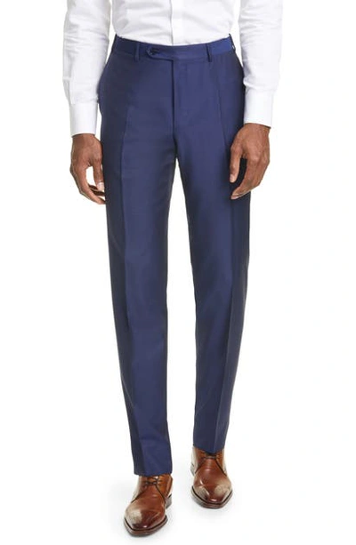 Shop Canali Classic Fit Wool & Mohair Pants In Navy