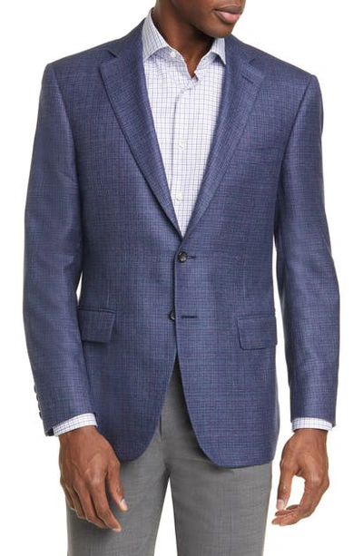Shop Canali Classic Fit Check Silk & Cashmere Sport Coat In Blue