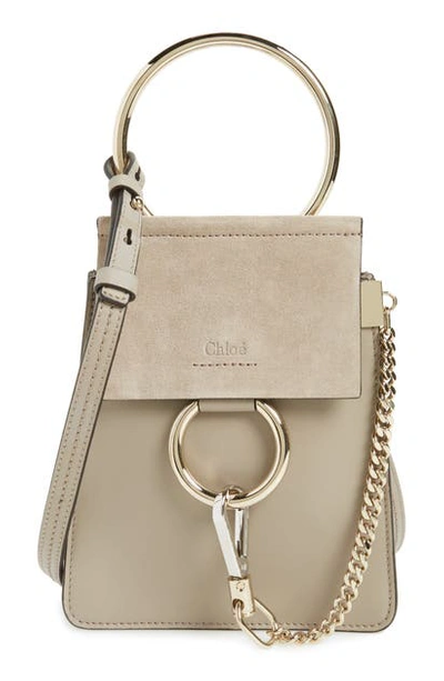 Shop Chloé Faye Small Suede & Leather Bracelet Bag In Motty Grey