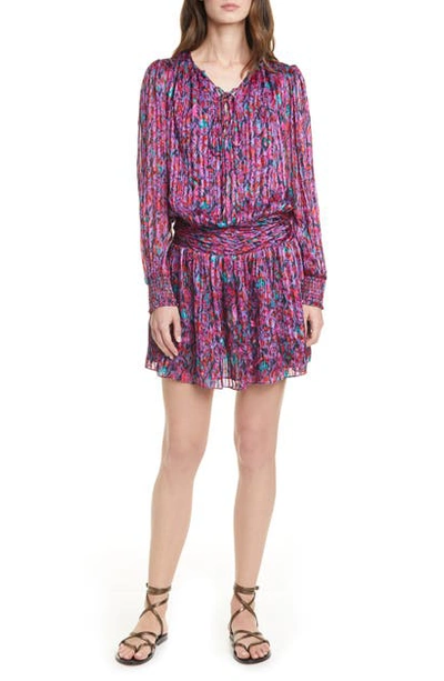 Shop Ramy Brook Gessie Long Sleeve Print Silk Dress In Passion Combo