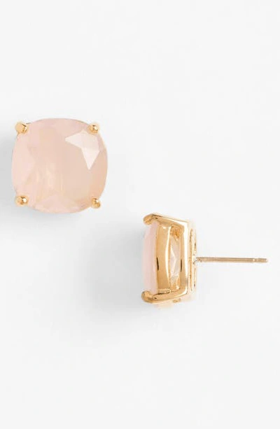 Shop Kate Spade Mini Small Square Semiprecious Stone Stud Earrings In Light Pink/ Gold