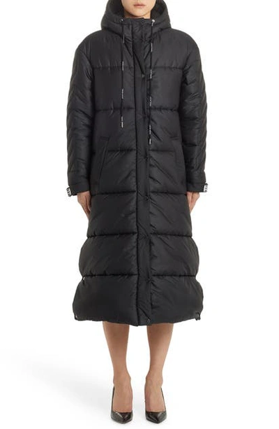 Shop Off-white Long Down Puffer Coat In Black