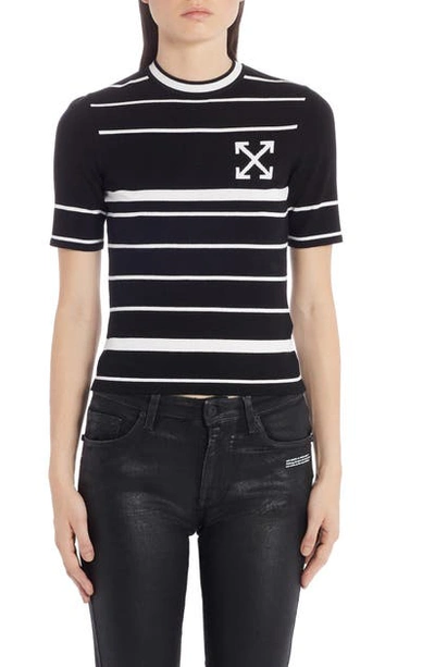 Shop Off-white Arrow Stripe Sweater In Black