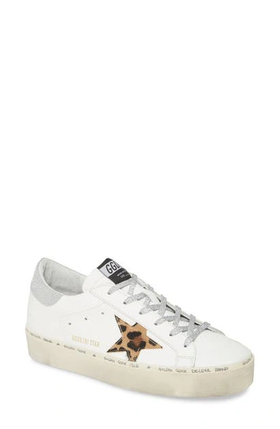 Shop Golden Goose Hi Star Platform Sneaker In White Leather/ Leopard Sole
