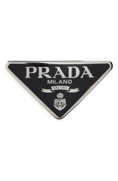 Shop Prada Signature Logo Barrette In Nero