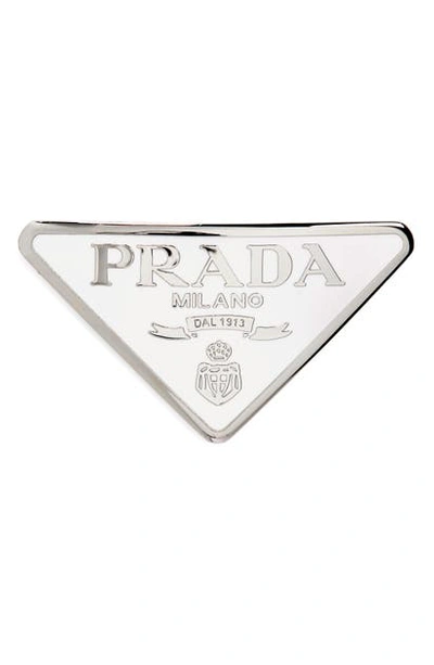Shop Prada Signature Logo Barrette In Bianco