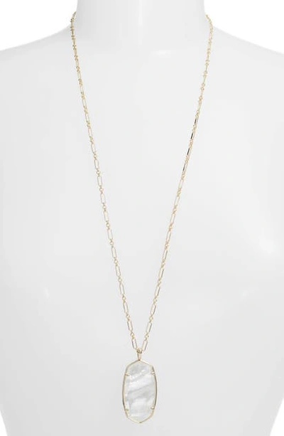 Shop Kendra Scott Reid Long Faceted Pendant Necklace In Gold/ Rose Quartz