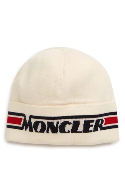 Shop Moncler Tricot Beanie In White