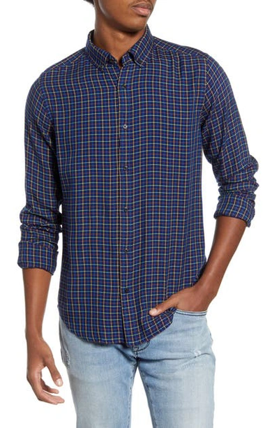 Shop Scotch & Soda Plaid Flannel Button-down Shirt In Blue