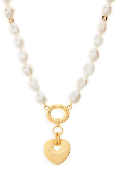 Shop Lizzie Fortunato Heartbreak Pendant Necklace In Gold/ Pearl