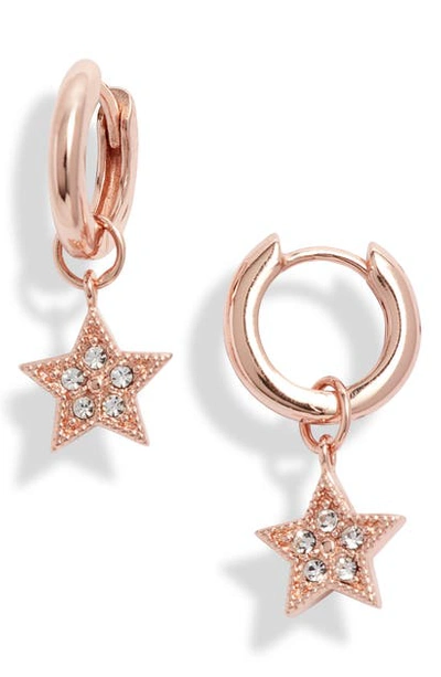 Shop Olivia Burton Celestial Star Charm Huggie Hoop Earrings In Rose Gold