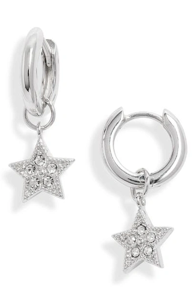 Shop Olivia Burton Celestial Star Charm Huggie Hoop Earrings In Silver