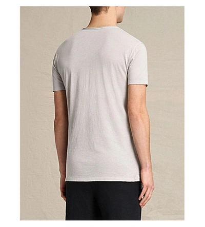 Shop Allsaints Figure Crewneck Cotton-jersey T-shirt In Almond Grey