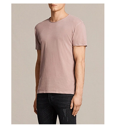 Shop Allsaints Figure Crewneck Cotton-jersey T-shirt In Dusk Pink