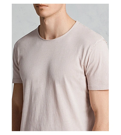Shop Allsaints Figure Crewneck Cotton-jersey T-shirt In Opal Pink